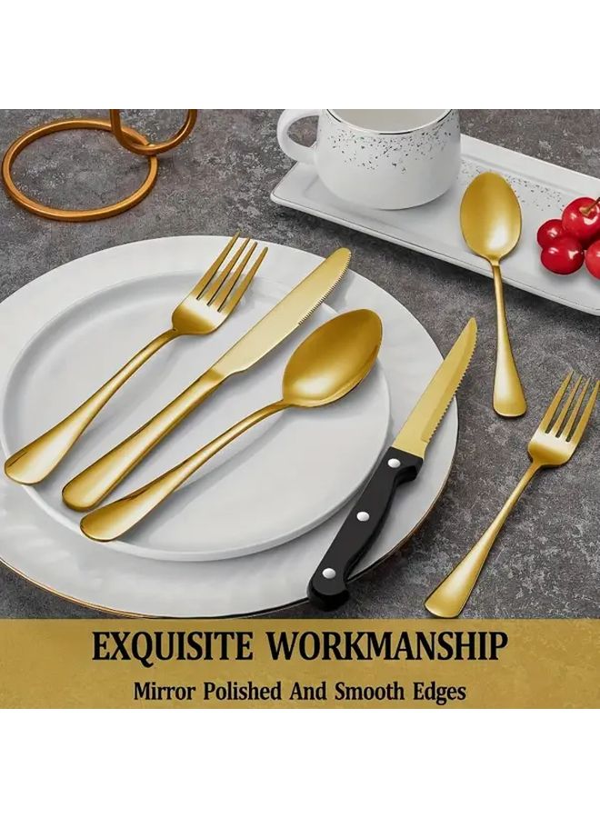 48pcs Stainless Steel Gold Cutlery Set With Mirror Polish For Home Hotel Wedding - Image 4